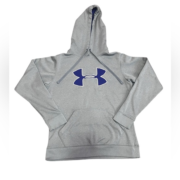 Under Armour Tops - Under Armour gray pullover hoodie with bold blue front logo 💙